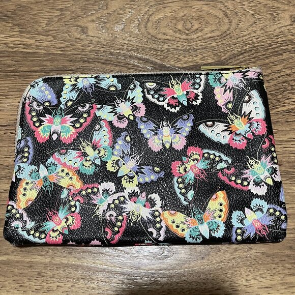 Zadig & Voltaire Black & Multicolor Butterfly Leather Pouch - Picture 2 of 4